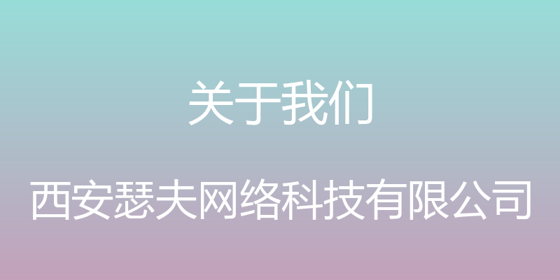 关于我们 - 西安瑟夫网络科技有限公司