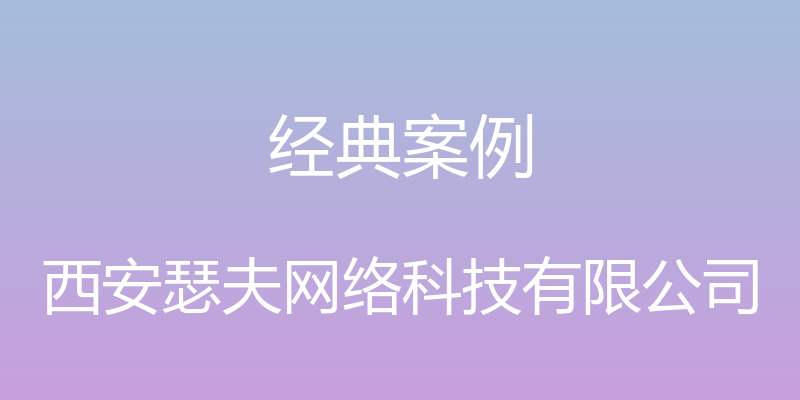 经典案例 - 西安瑟夫网络科技有限公司