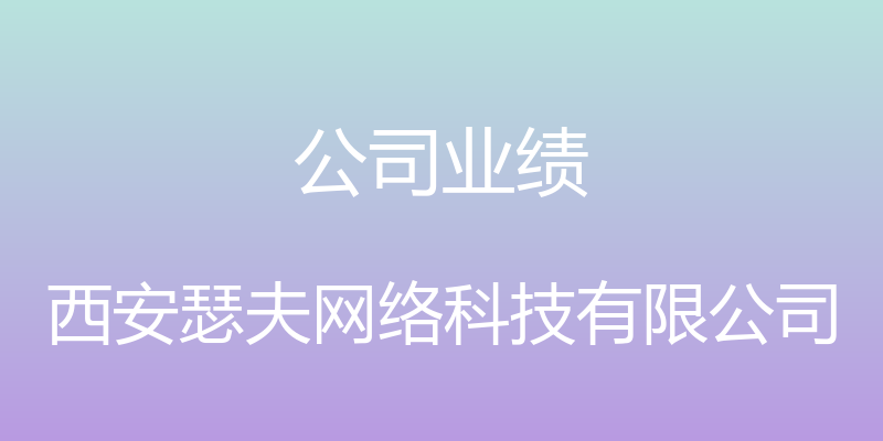 公司业绩 - 西安瑟夫网络科技有限公司