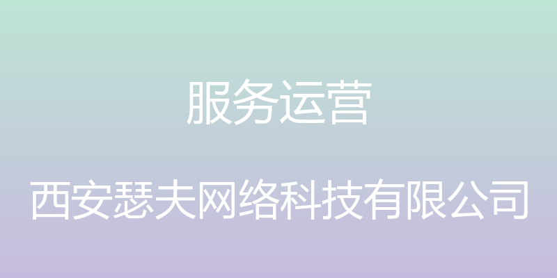 服务运营 - 西安瑟夫网络科技有限公司